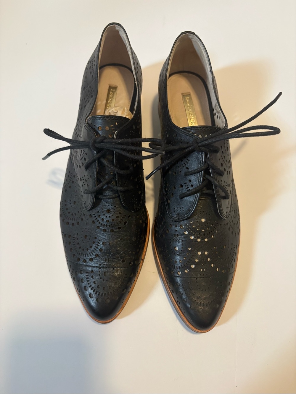 Louise et Cie Black Perforated Leather Lace-Up  Oxfords 11
